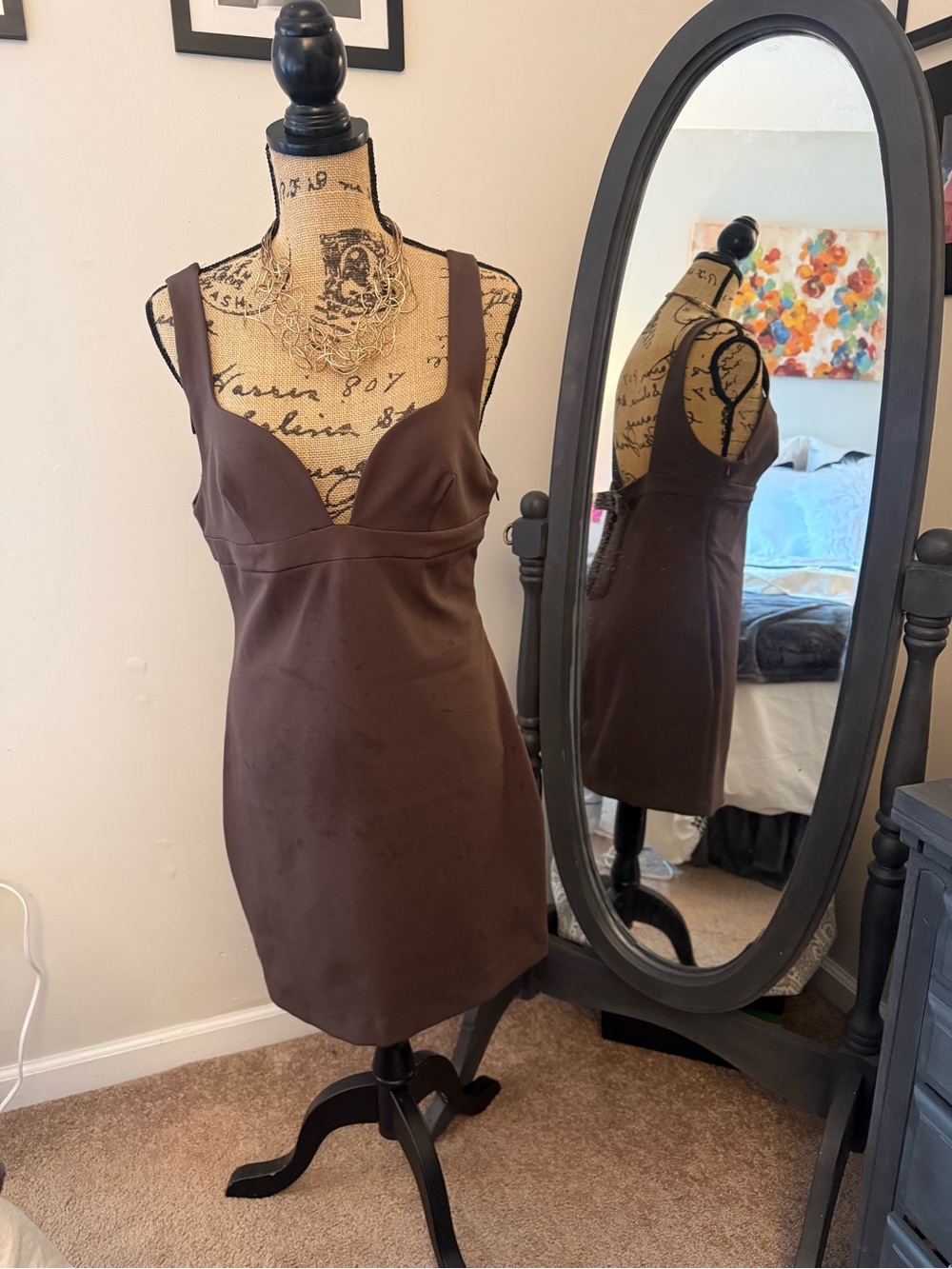 Zara Dark Brown Sleeveless Mini Dress